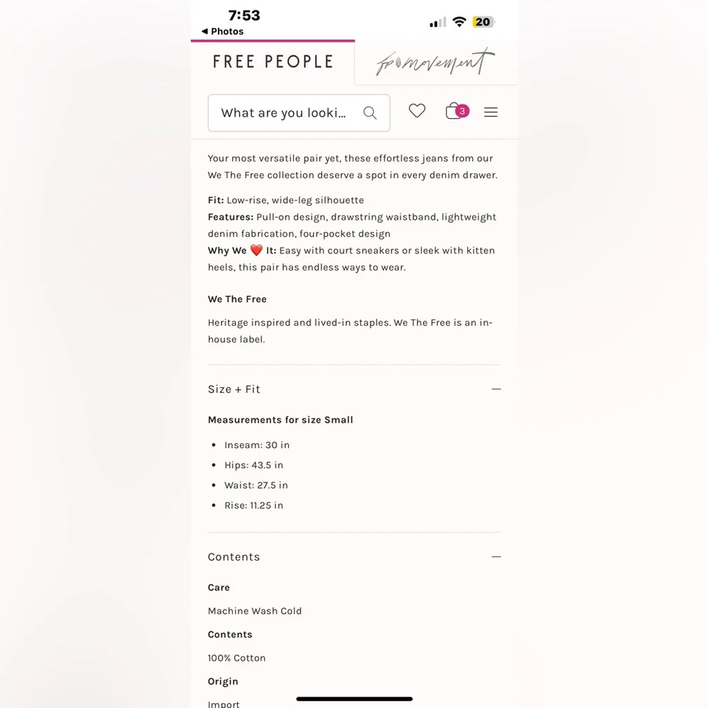 NWT FREE PEOPLE WE THE FREE Veritas Wide-Leg Jeans | Truth MSRP $128 Size S - Picture 8 of 13